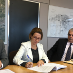 Mauro Cuzzoni (commerce), Marion Nicolay Cabanne (adjointe au maire), Christophe Bouchet et Hélène Millot en conférence de presse avant le conseil du 13 novembre 2017.