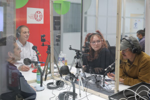 Pascal RICAUD, Thierry BORDE, Cloé GUILLEMET et Emile PALMENTIER pendant l'émision Radio Libre 