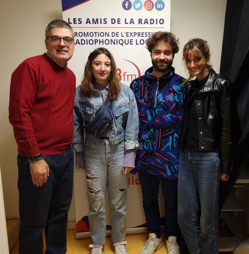 De gauche à droite : Carla Siméon, Benjamin François, Garance Degos (groupe Diadème) - Studios de CITERADIO - Crédits photo : Guillaume Colombat - 26 septembre 2023