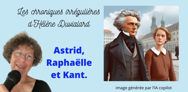 Une vision artifielle de Kant se promenant avec Astrid