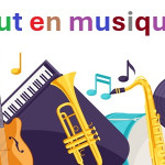 Jazz music festival banner with musical instruments.