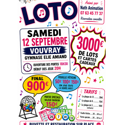 Loto Vouvray Samedi 12 Septembre 2026